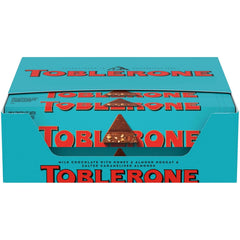 TOBLERONE Milk Chocolate Bar with Salted Caramelized Almonds and Honey and Almond Nougat, Bulk Chocolate, 20 - 3.52 oz Bars