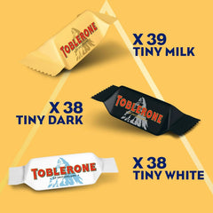 TOBLERONE Tiny Assorted Chocolate Bars Variety Pack (Milk, Dark, & White), Bulk Chocolate, 115 Pieces