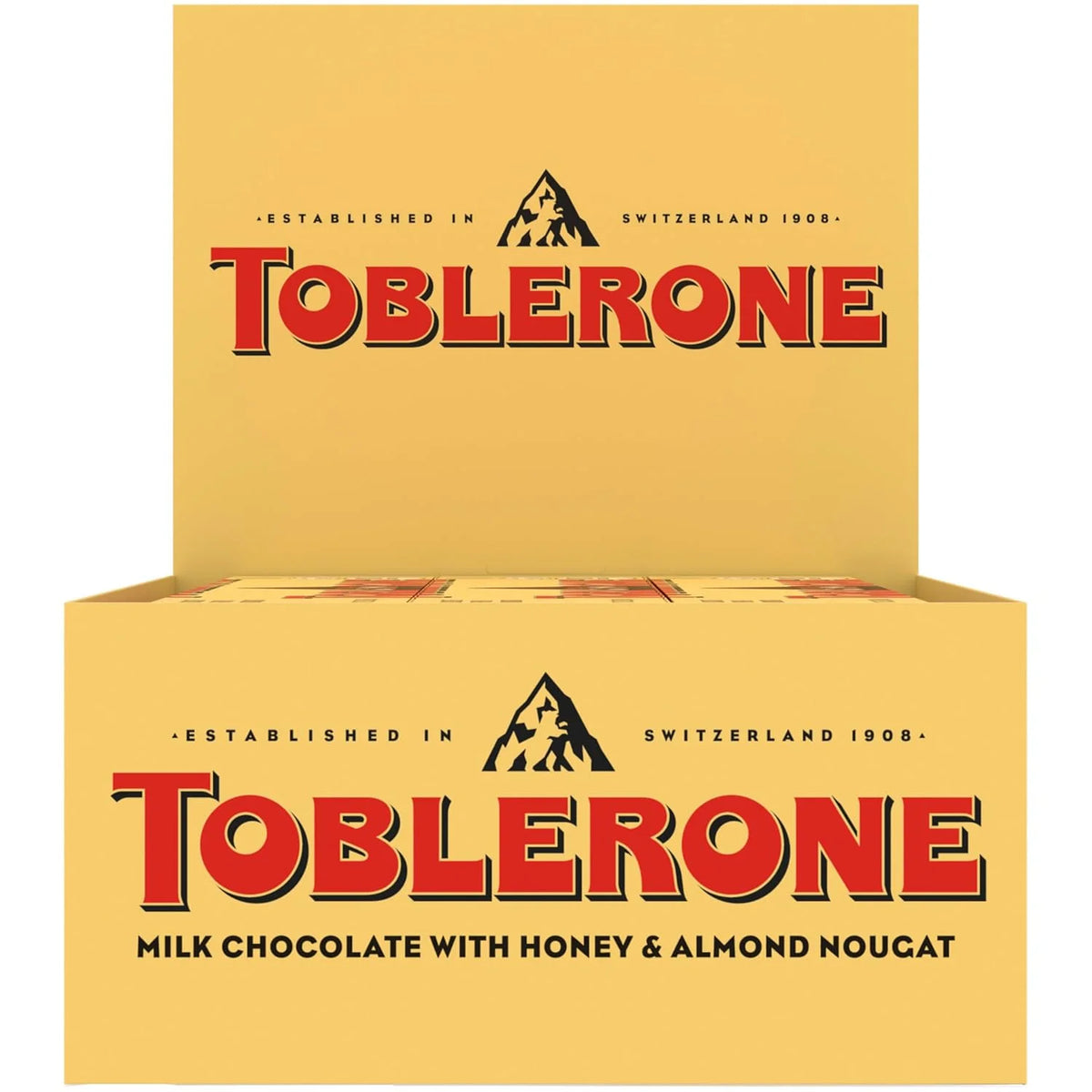 TOBLERONE Milk Chocolate Bar with Honey and Almond Nougat, Bulk Chocolate, 12 - 3.52 oz Bars
